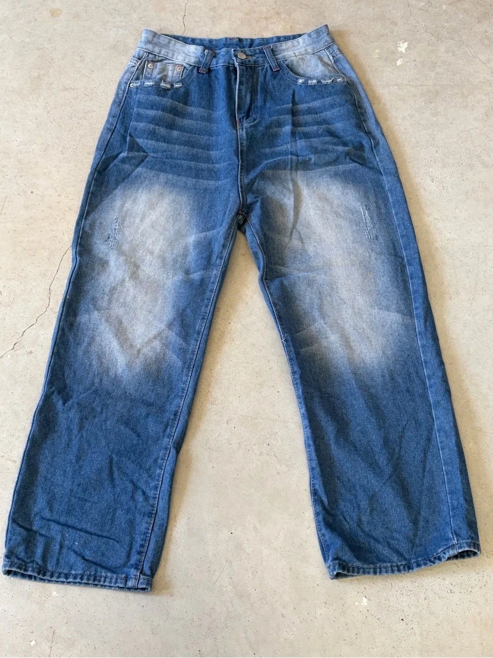 Batman Wide Leg Faded Skate Jeans Embroidered Back Pockets